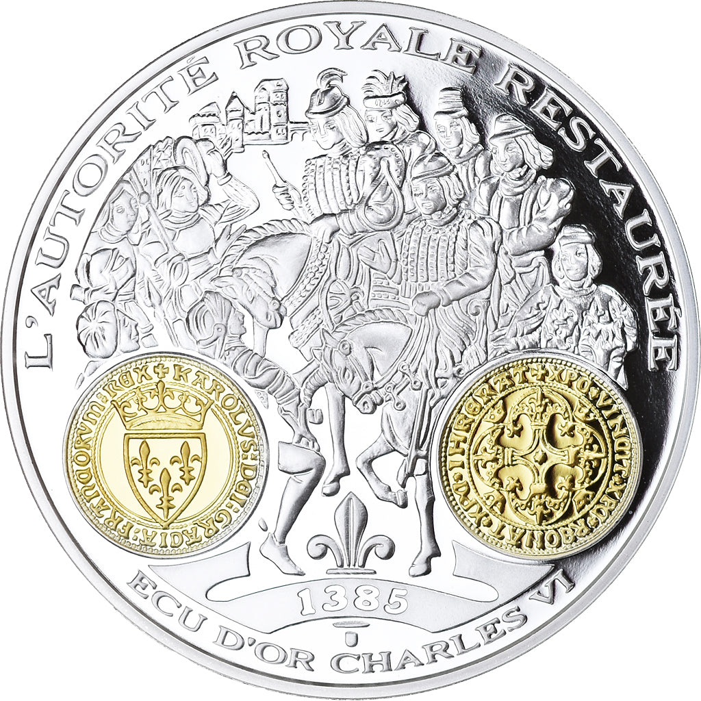 France, Medal, Histoire Monétaire, Ecu d'Or Charles VI, MS(65-70), Silver