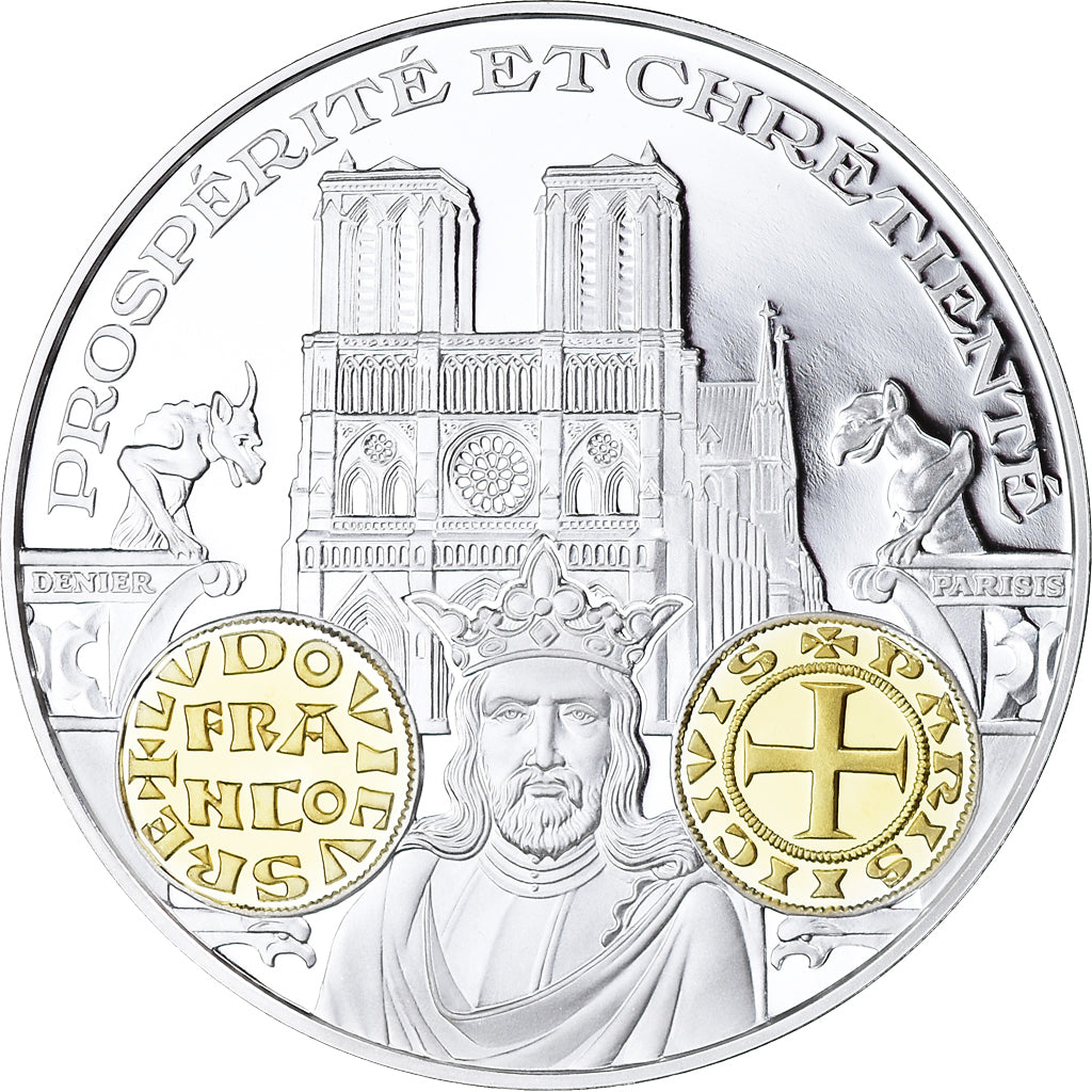 Francia, medaglia, Histoire Monétaire, Denier Parisis, Louis VII, FDC, Argento