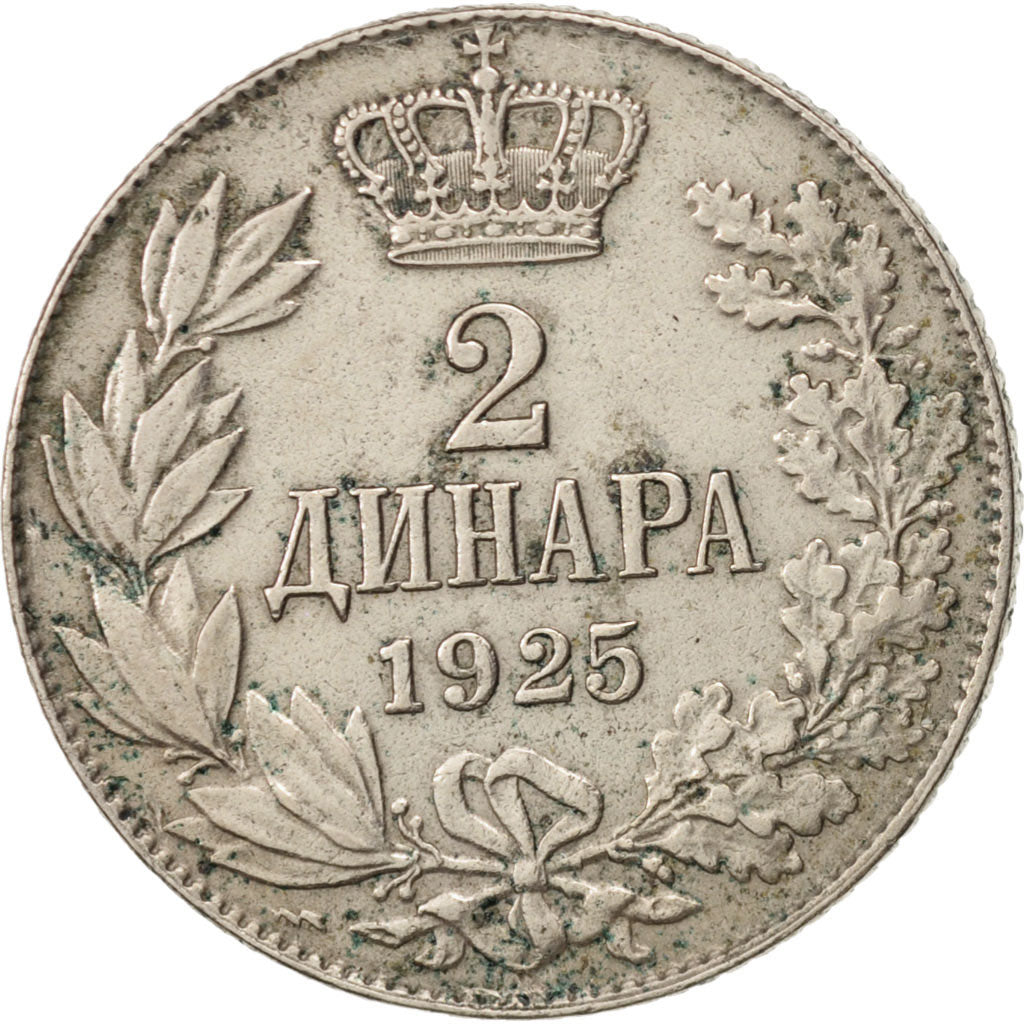Yugoslavia, Alexander I, 2 Dinara, 1925, Poissy, EF(40-45), Nickel-Bronze, KM:6