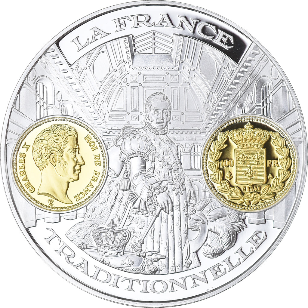 France, Medal, Histoire Monétaire, 100 Francs Charles X, MS(65-70), Silver