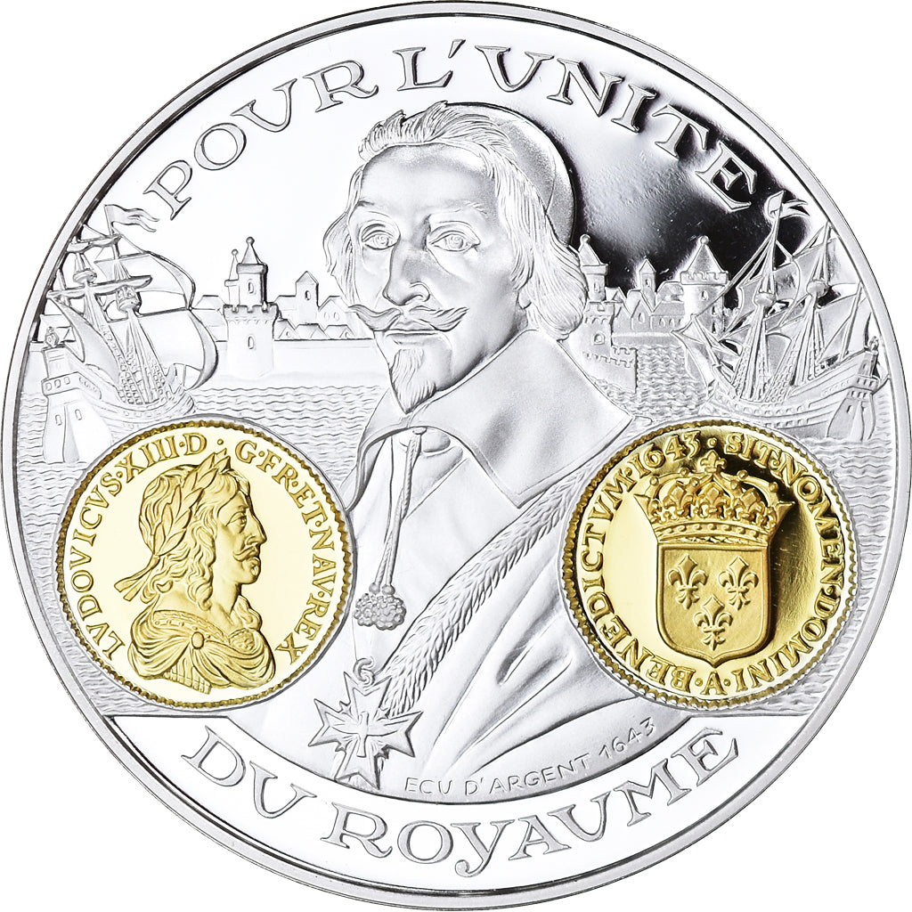 France, Medal, Histoire Monétaire, Ecu d'Argent, Louis XIII, MS(65-70), Silver