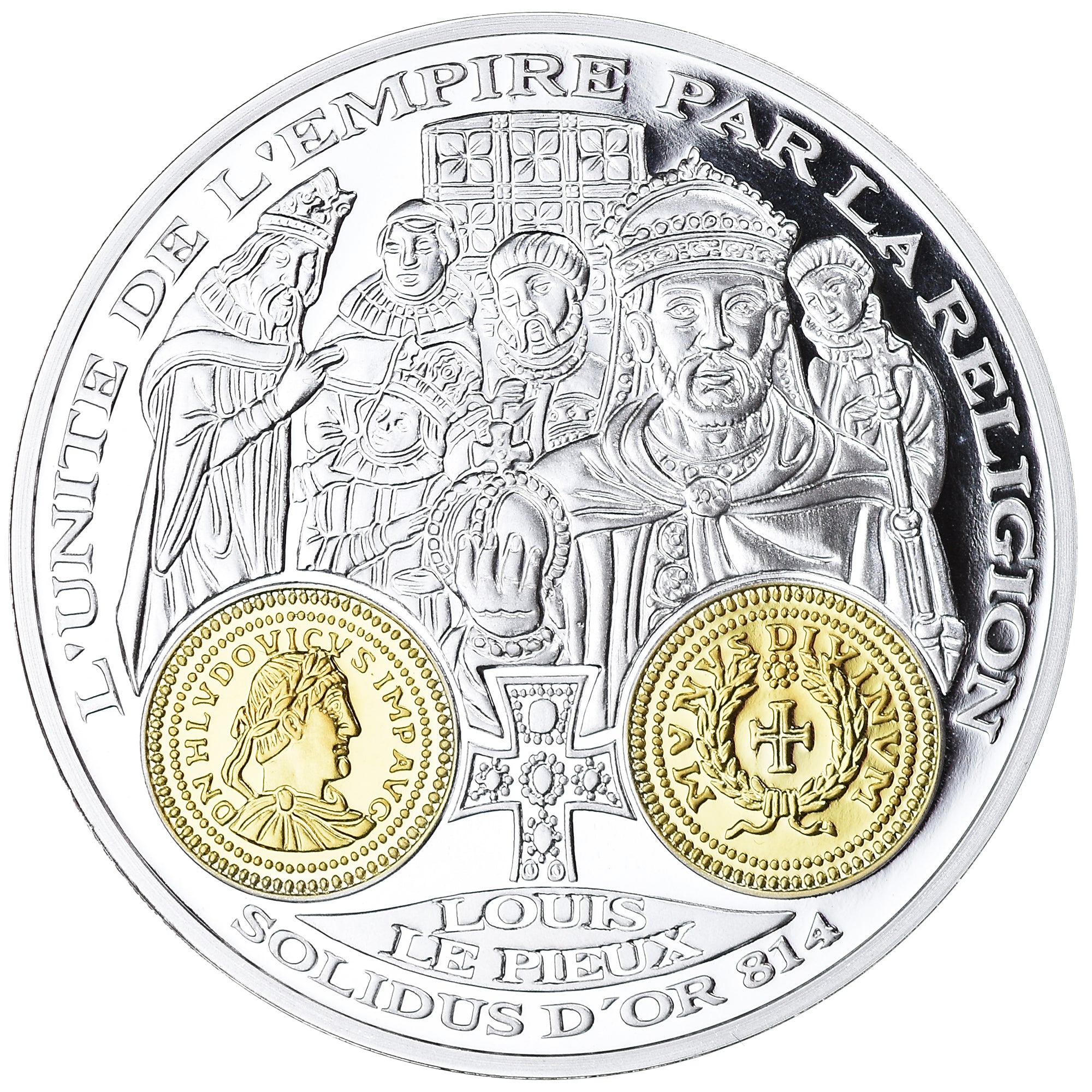 France, Medal, Histoire Monétaire, Solidus d'Or, Louis Le Pieux, MS(65-70)