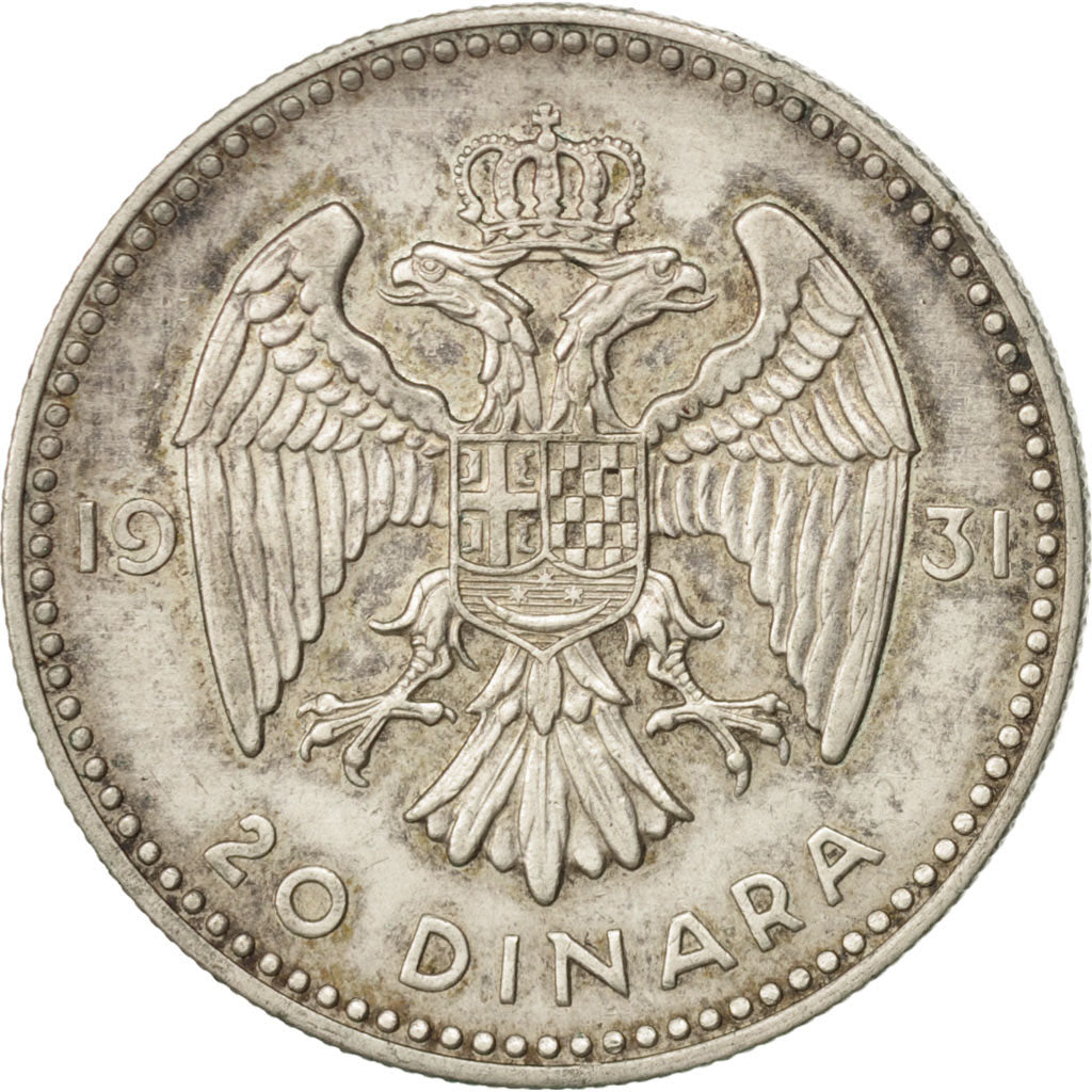 Yugoslavia, Alexander I, 20 Dinara, 1931, Belgrade, AU(50-53), Silver, KM:11