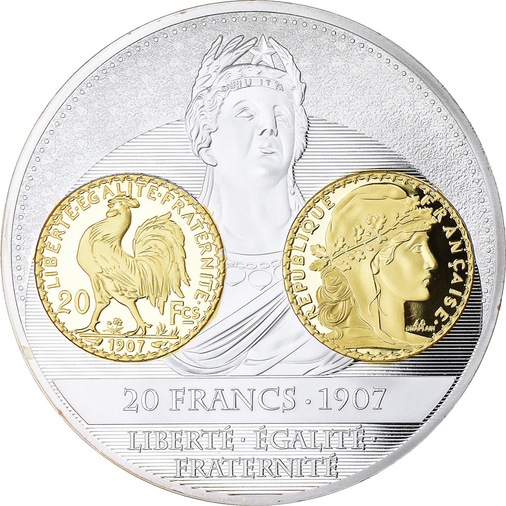 França, medalha, Histoire de la monnaie Française, 20 Francs 1907, Marianne