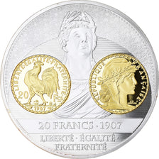 França, medalha, Histoire de la monnaie Française, 20 Francs 1907, Marianne