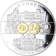 Monaco, Medal, Adoption de l'Euro, Politics, 2002, MS(65-70), Silver Plated