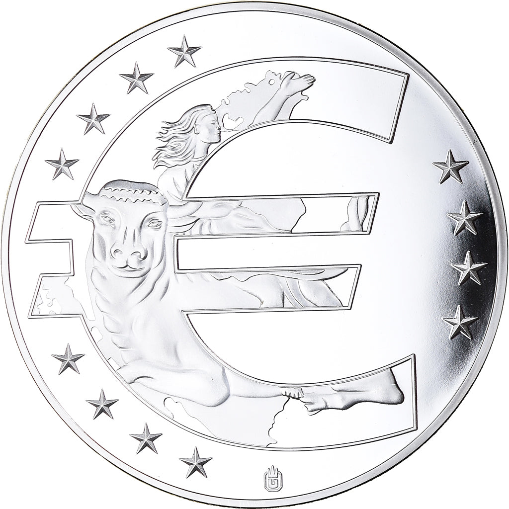 Monaco, Medal, Adoption de l'Euro, Politics, 2002, MS(65-70), Silver Plated
