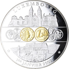 Lussemburgo, medaglia, Adoption de l'Euro, Politics, 2002, FDC, Rame placcato