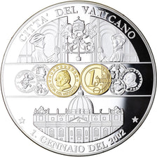 Vatican, Medal, Adoption de l'Euro, 2002, MS(65-70), Silver Plated Copper