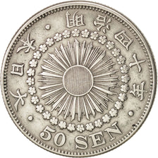 Japan, Mutsuhito, 50 Sen, 1907, EF(40-45), Silver, KM:31