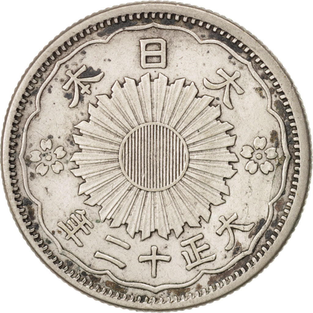 Japan, Yoshihito, 50 Sen, 1923, EF(40-45), Silver, KM:46