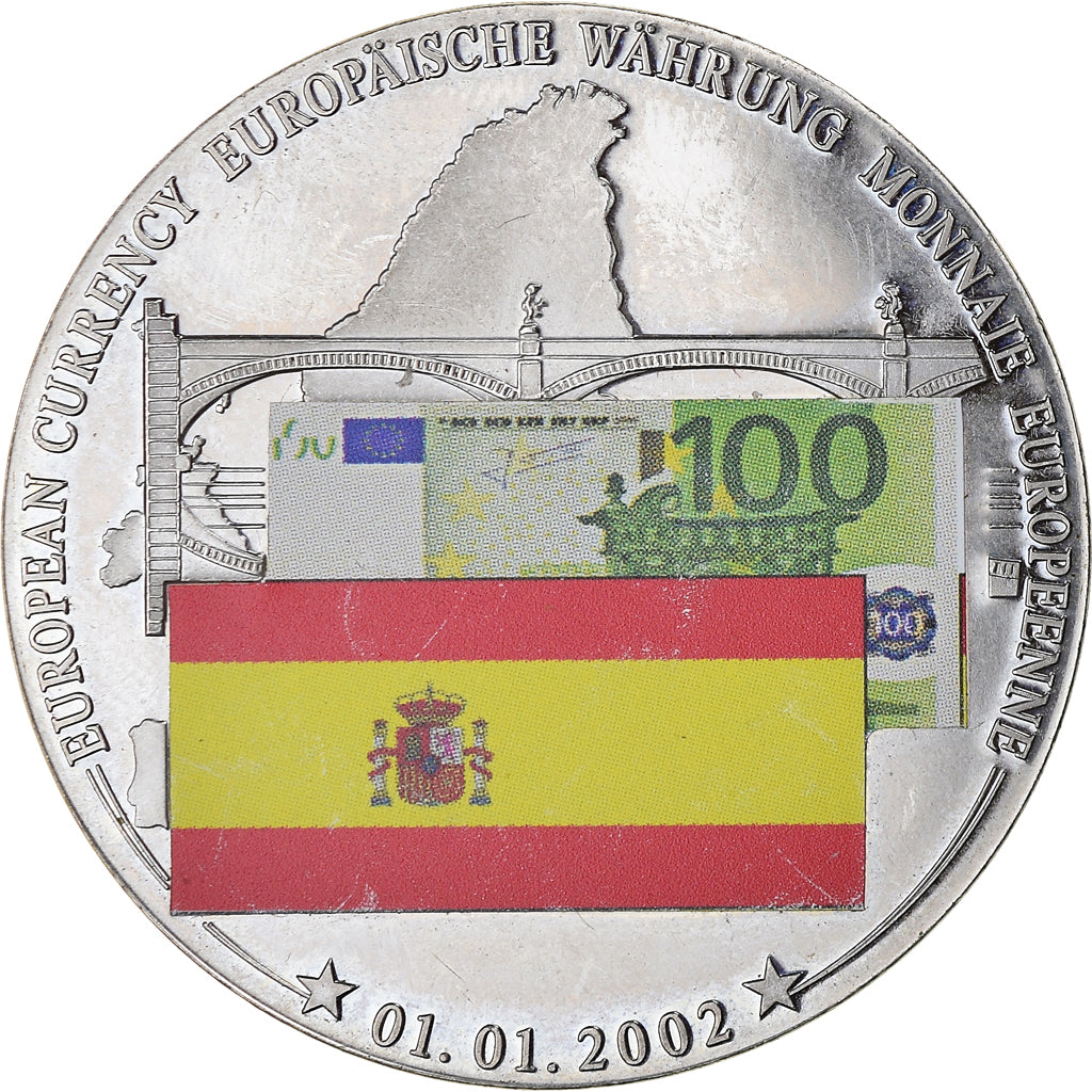 Spagna, medaglia, Monnaie Européenne, Billet de 100 Euro, Politics, 2002, SPL-