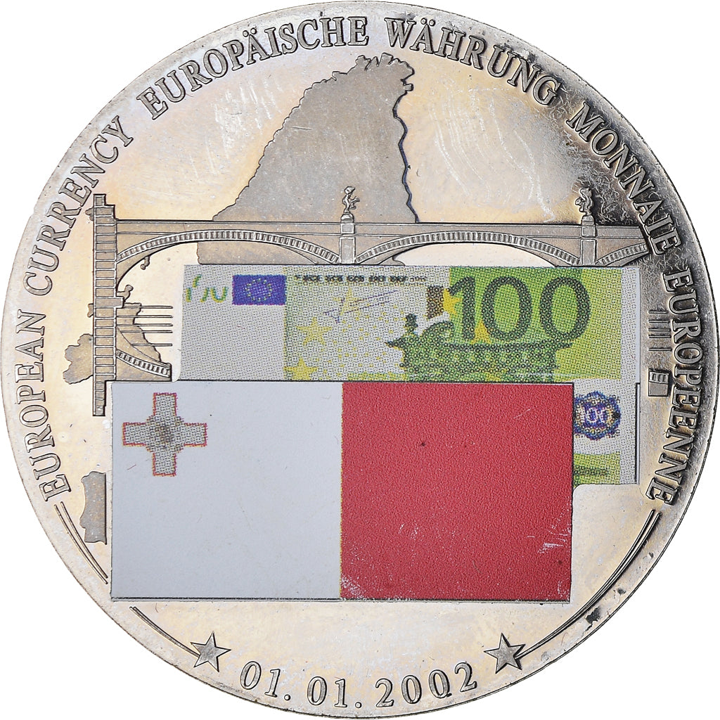 Malta, medaglia, Monnaie Européenne, Billet de 100 Euro, Politics, 2002, SPL-