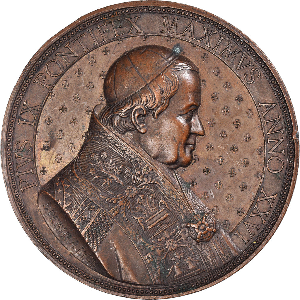Vatican, Medal, Pie IX, 25 Ans de Pontificat, Religions & beliefs, 1871, Penin