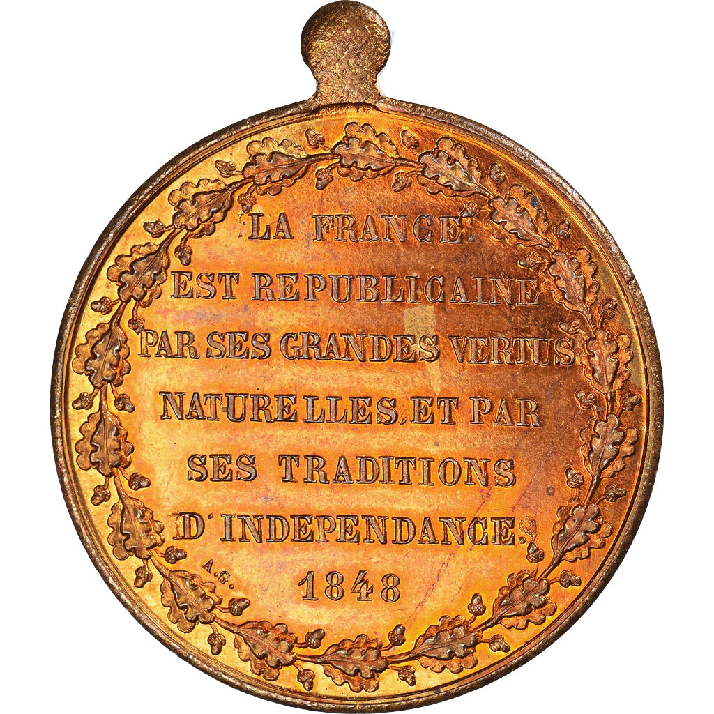 France, Médaille, Alphonse de Lamartine, Deuxième République, 1848, SUP