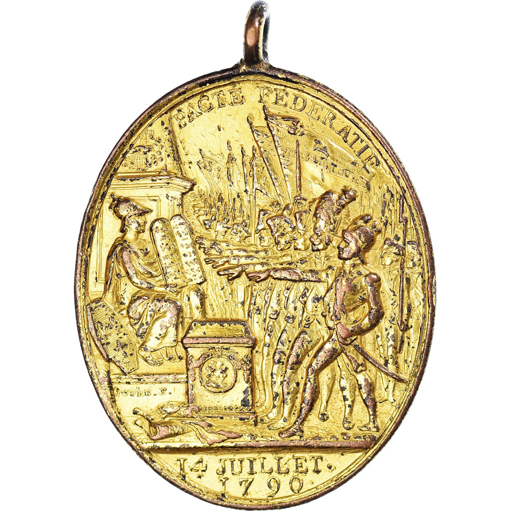 France, Médaille, Révolution, Constitution, 1790, Pacte Fédératif, TTB+