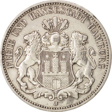 German States, HAMBURG, 3 Mark, 1909, Hamburg, EF(40-45), Silver, KM:620