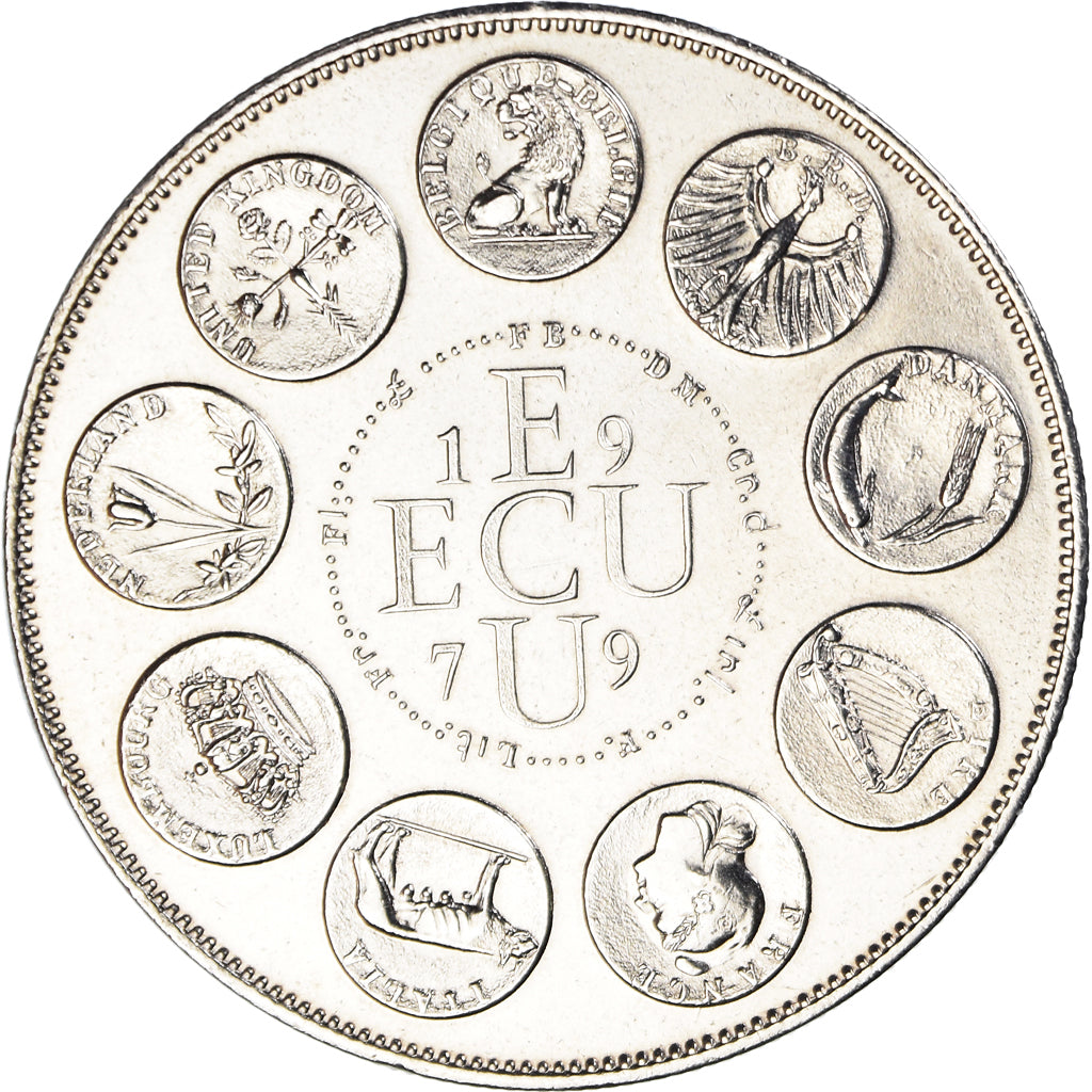 França, medalha, Ecu Europa, Politics, 1979, Rodier, MS(65-70), Cobre-níquel