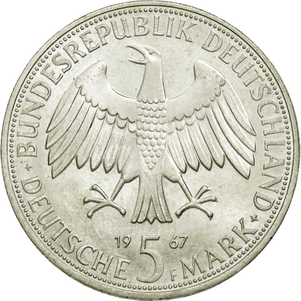 Coin, GERMANY - FEDERAL REPUBLIC, 5 Mark, 1967, Stuttgart, Germany, AU(55-58)