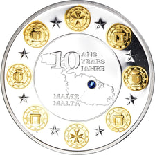 France, Médaille, 10 Ans de l'Euro, Malte, Politics, FDC, Cuivre plaqué Argent