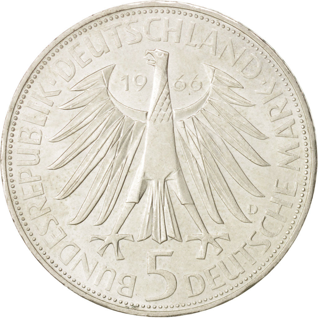 GERMANY - FEDERAL REPUBLIC, 5 Mark, 1966, Munich, Germany, AU(55-58), KM 119.1