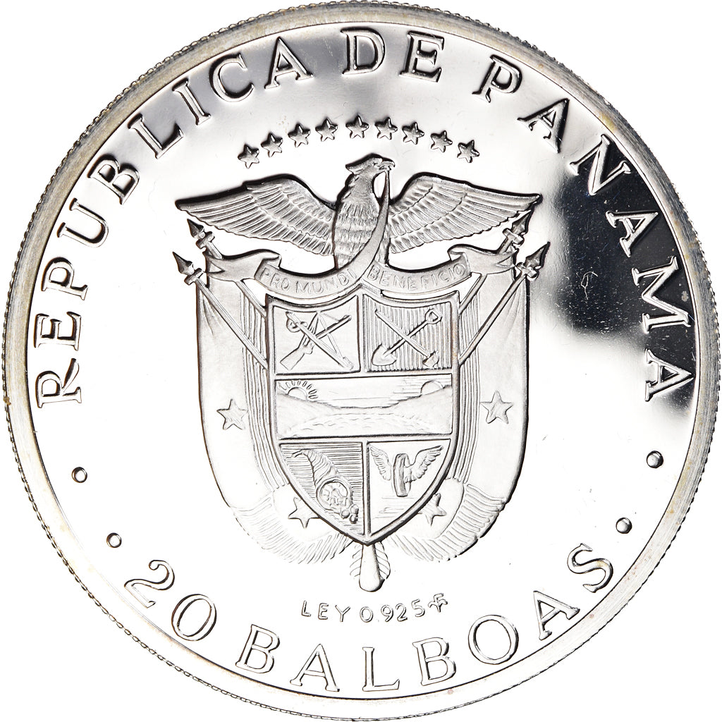 Coin, Panama, 20 Balboas, 1974, U.S. Mint, Proof, MS(65-70), Silver, KM:31
