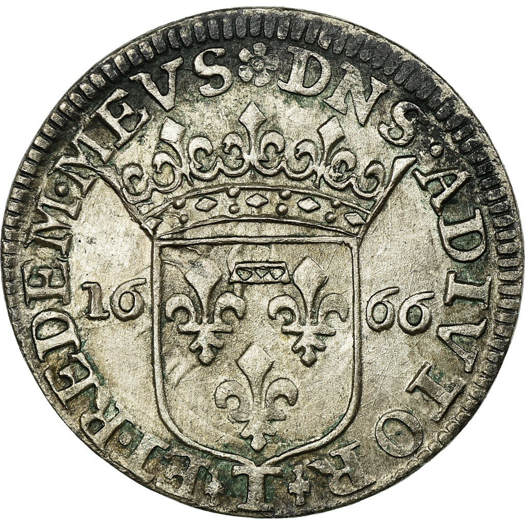 Coin, FRENCH STATES, DOMBES, Anne, 1/12 Ecu, 1666, Trévoux, AU(50-53), Silver