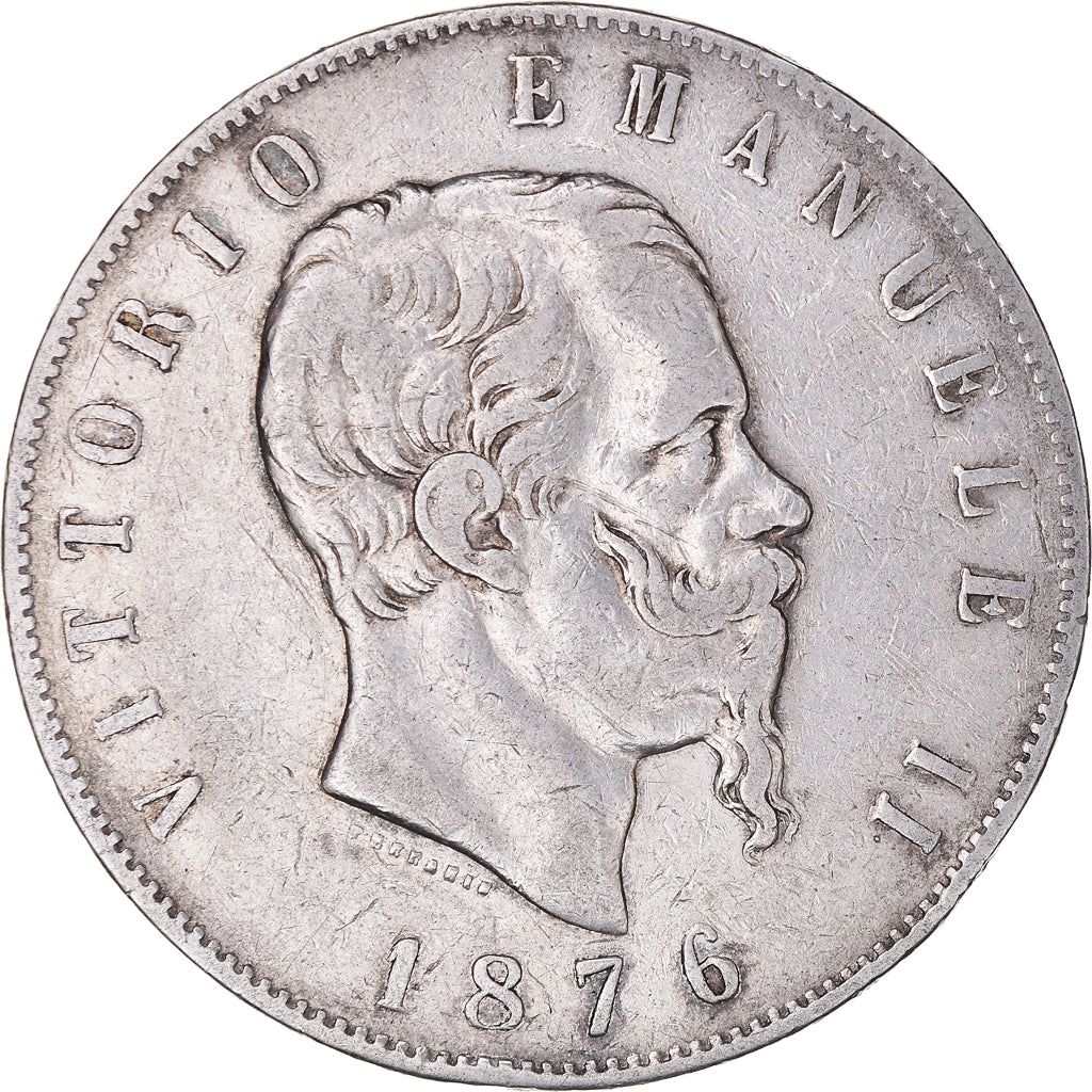 Coin, Italy, Vittorio Emanuele II, 5 Lire, 1876, Rome, VF(30-35), Silver, KM:8.4