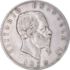 Coin, Italy, Vittorio Emanuele II, 5 Lire, 1876, Rome, VF(30-35), Silver, KM:8.4