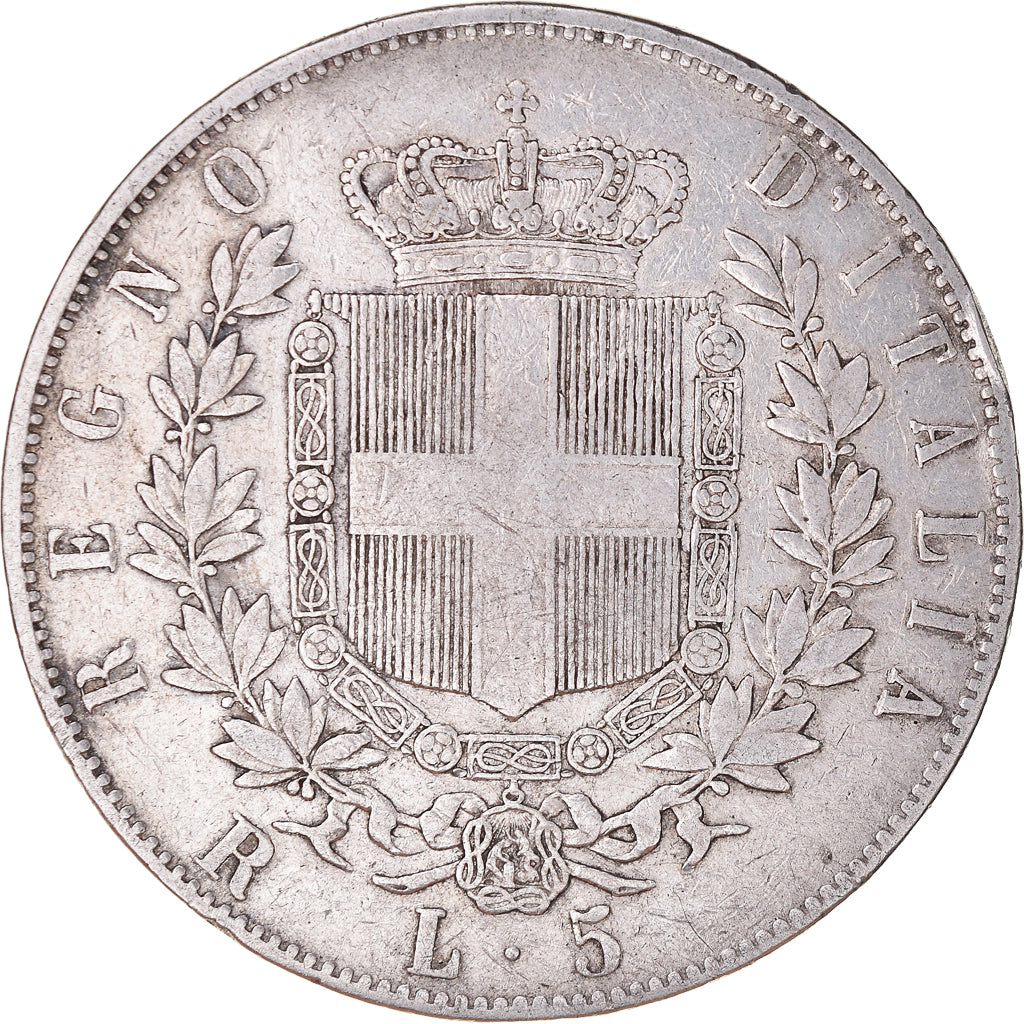 Coin, Italy, Vittorio Emanuele II, 5 Lire, 1876, Rome, VF(30-35), Silver, KM:8.4