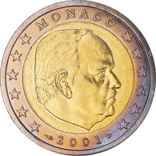 Mónaco, 2 Euro, 2001, Paris, MS(64), Bimetálico, KM:186
