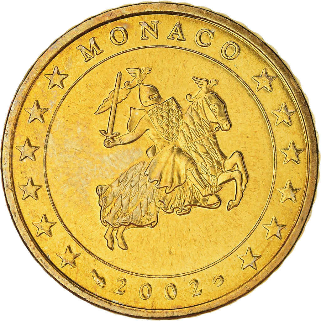 Monaco, 50 Euro Cent, 2002, Paris, MS(64), Brass, KM:172
