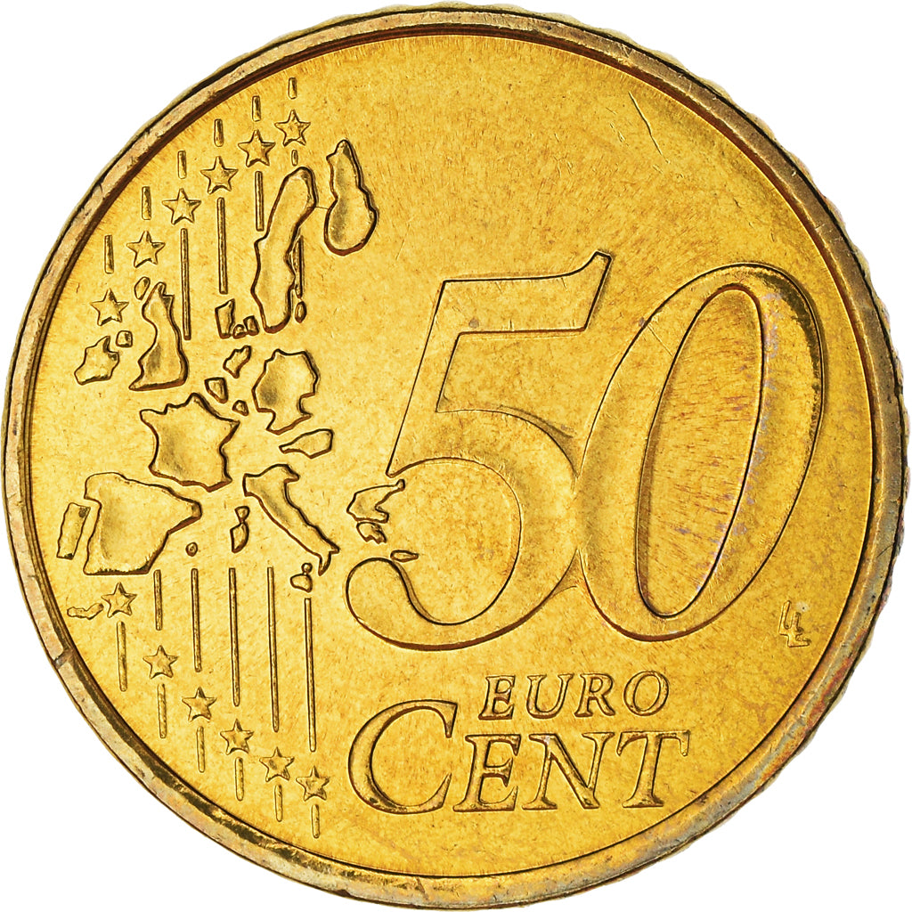 Monaco, 50 Euro Cent, 2002, Paris, MS(64), Brass, KM:172