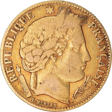 Moneta, Francja, Cérès, 10 Francs, 1851, Paris, VF(20-25), Złoto, KM:770
