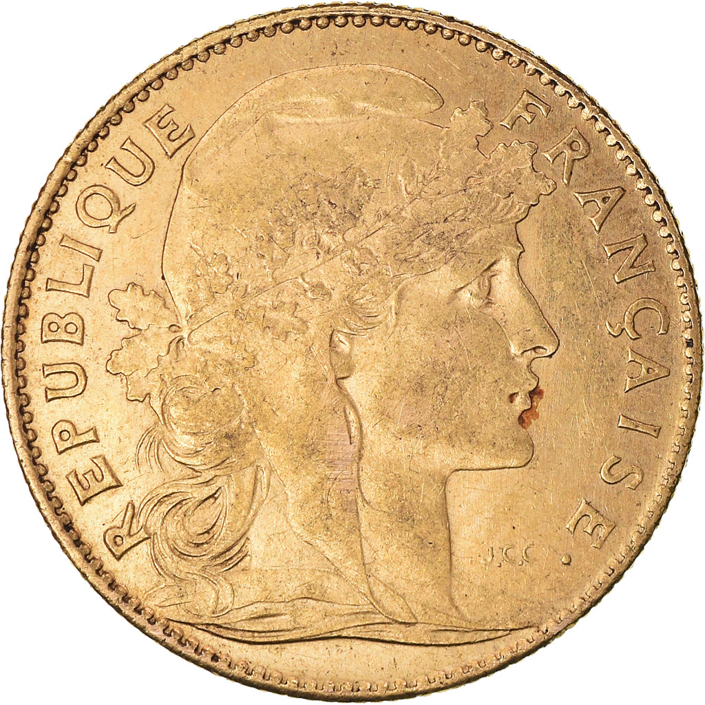 Munten, Frankrijk, Marianne, 10 Francs, 1909, Paris, ZF+, Goud, KM:846