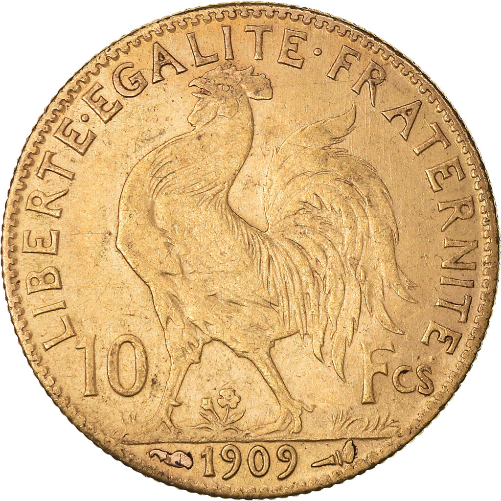 Munten, Frankrijk, Marianne, 10 Francs, 1909, Paris, ZF+, Goud, KM:846