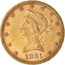 Coin, United States, Coronet Head, $10, Eagle, 1881, U.S. Mint, Philadelphia