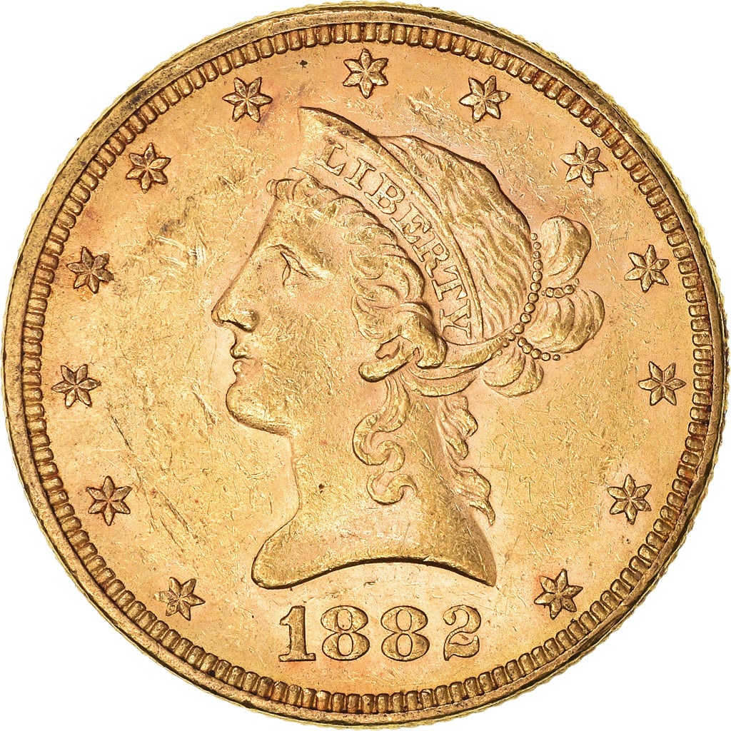 Coin, United States, Coronet Head, $10, Eagle, 1882, U.S. Mint, Philadelphia