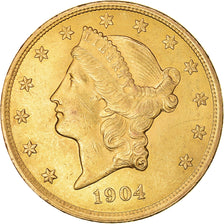 Coin, United States, $20, Double Eagle, 1904, Philadelphia, AU(50-53), Gold