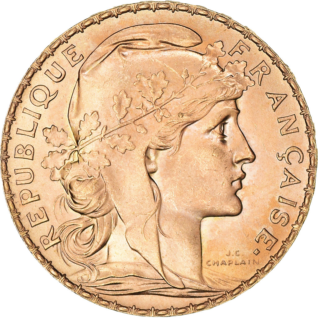 Moneta, Francia, Marianne, 20 Francs, 1909, Paris, SPL+, Oro, KM:857