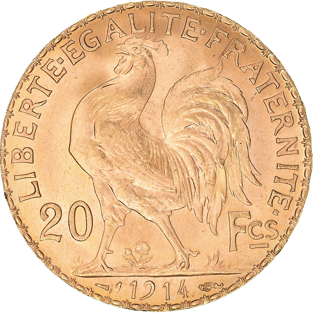 Moneta, Francia, Marianne, 20 Francs, 1914, Paris, SPL, Oro, KM:857