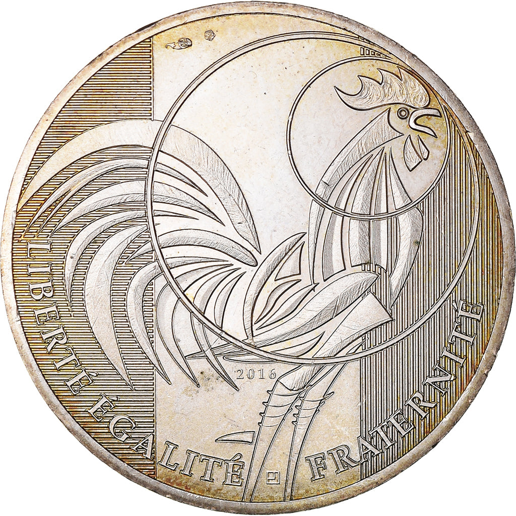 France, 10 Euro, Coq, 2016, AU(55-58), Silver, Gadoury:EU797