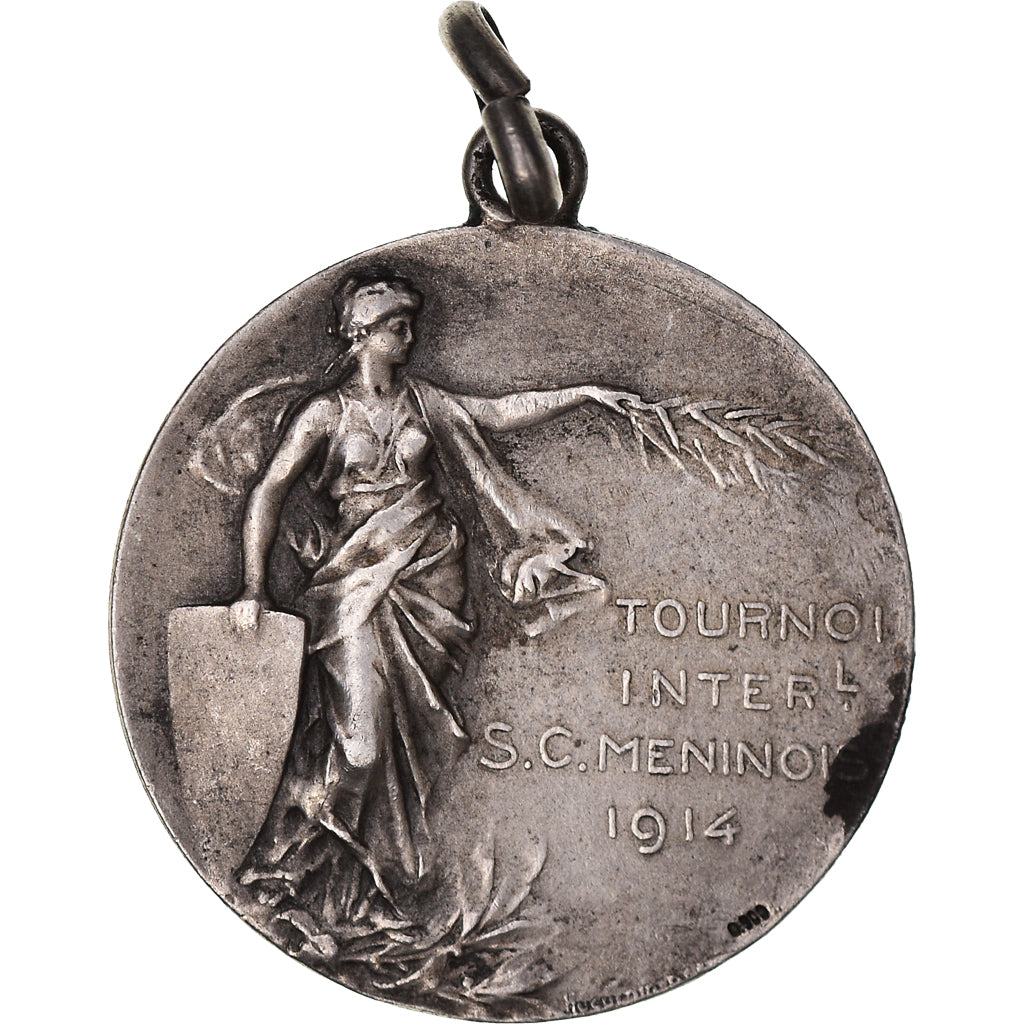 België, Medaille, Football, Tournois International, Menin, 1914, ZF+, Zilver