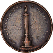 France, Médaille, Hommage aux Lillois de 1792, History, 1845, Lecomte, TB