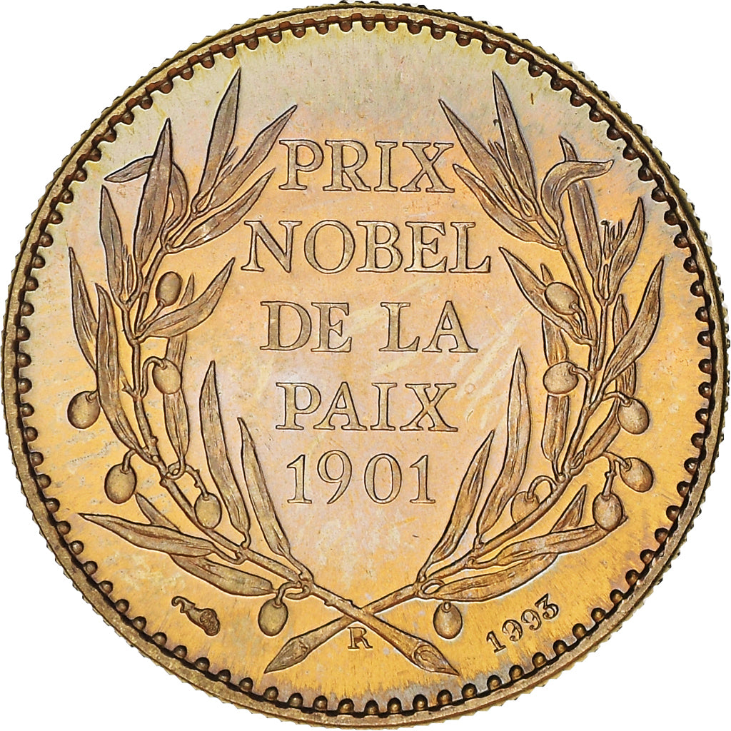 Frankrijk, Medaille, Henri Dunant, Prix Nobel de la Paix, 1993, FDC, Bronze