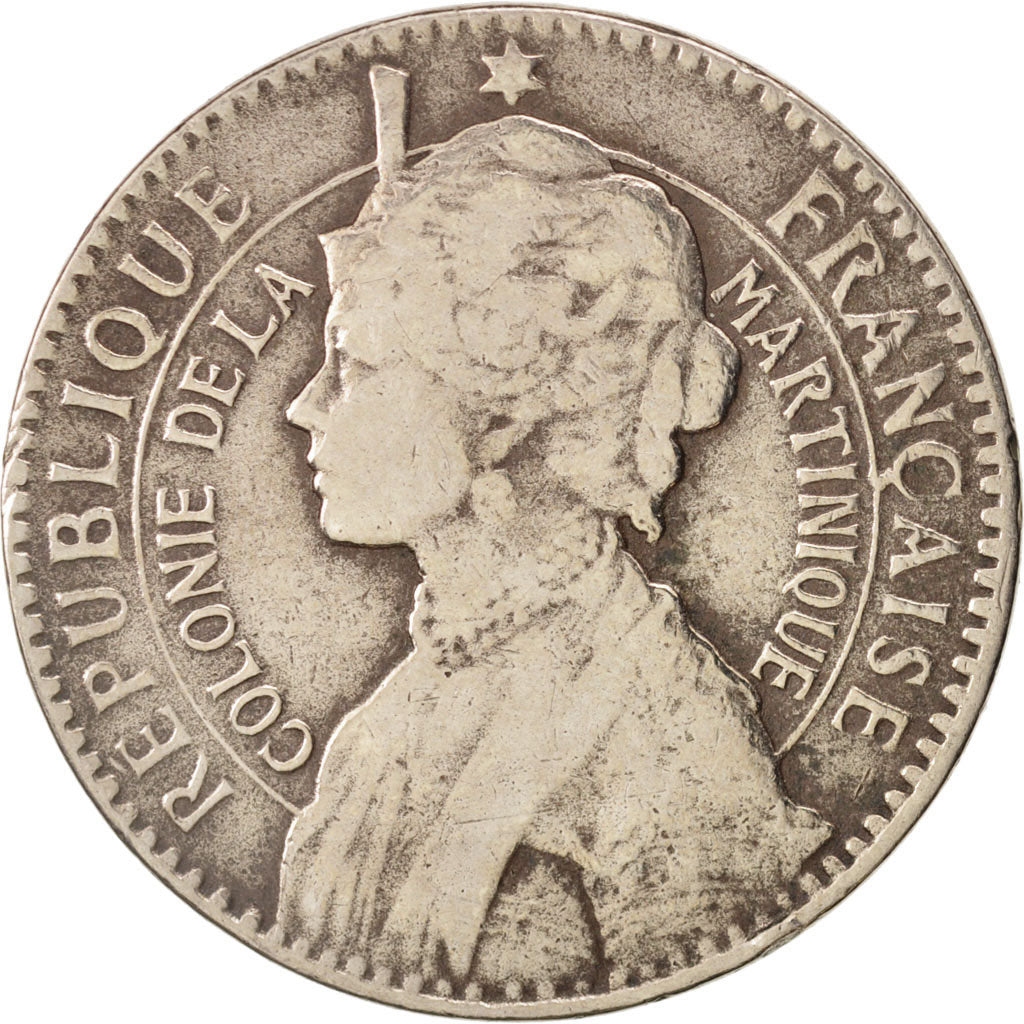 Martinique, Franc, 1922, VF(30-35), Copper-nickel, KM:41, Lecompte:13