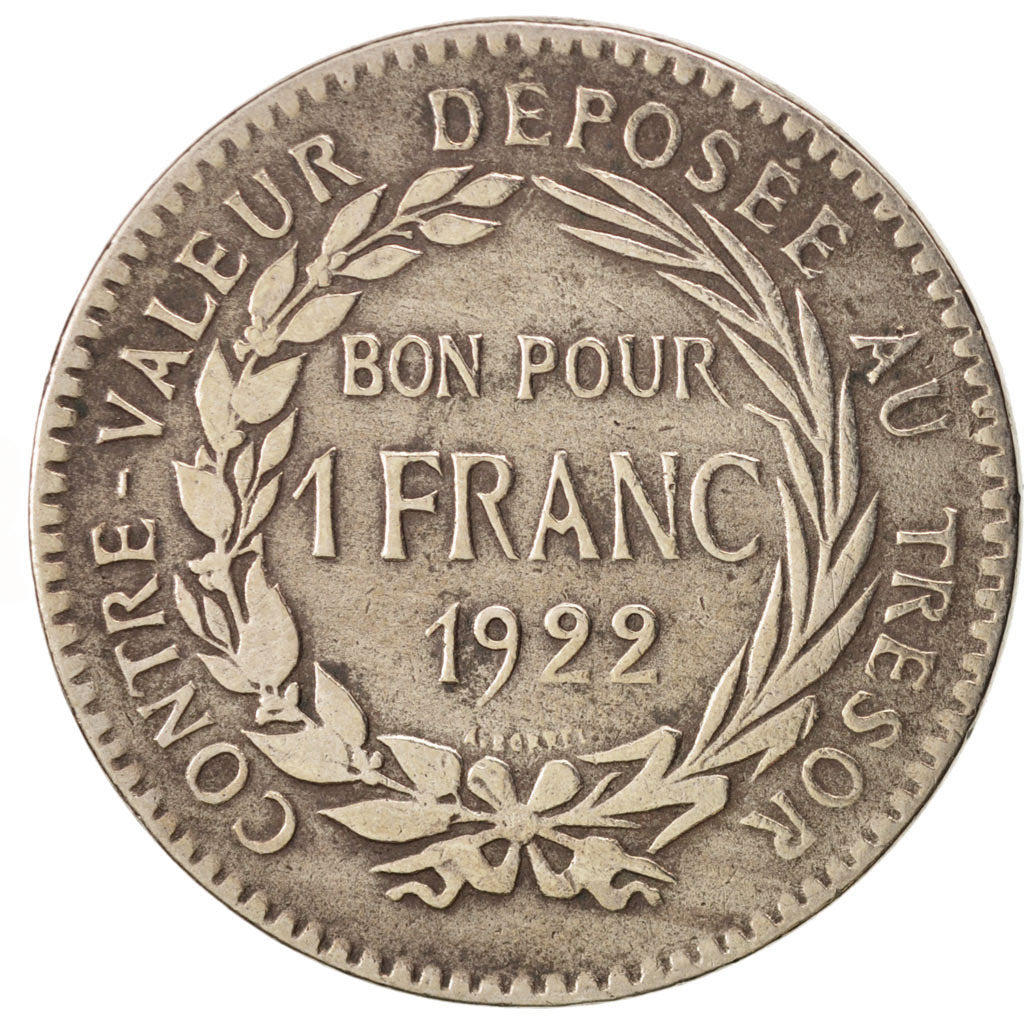 Martinique, Franc, 1922, VF(30-35), Copper-nickel, KM:41, Lecompte:13