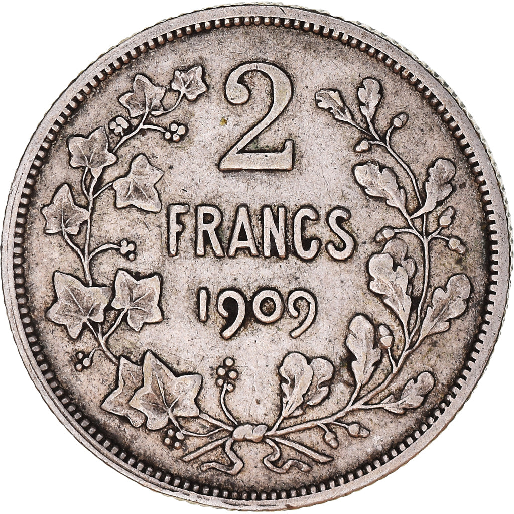Münze, Belgien, Leopold II, 2 Francs, 2 Frank, 1909, SS, Silber, KM:58.1