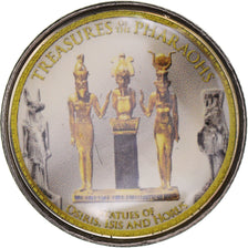 Coin, Egypt, Statues of Osiris, Isis and Horus, Pound, 2010/AH1431, Colorized