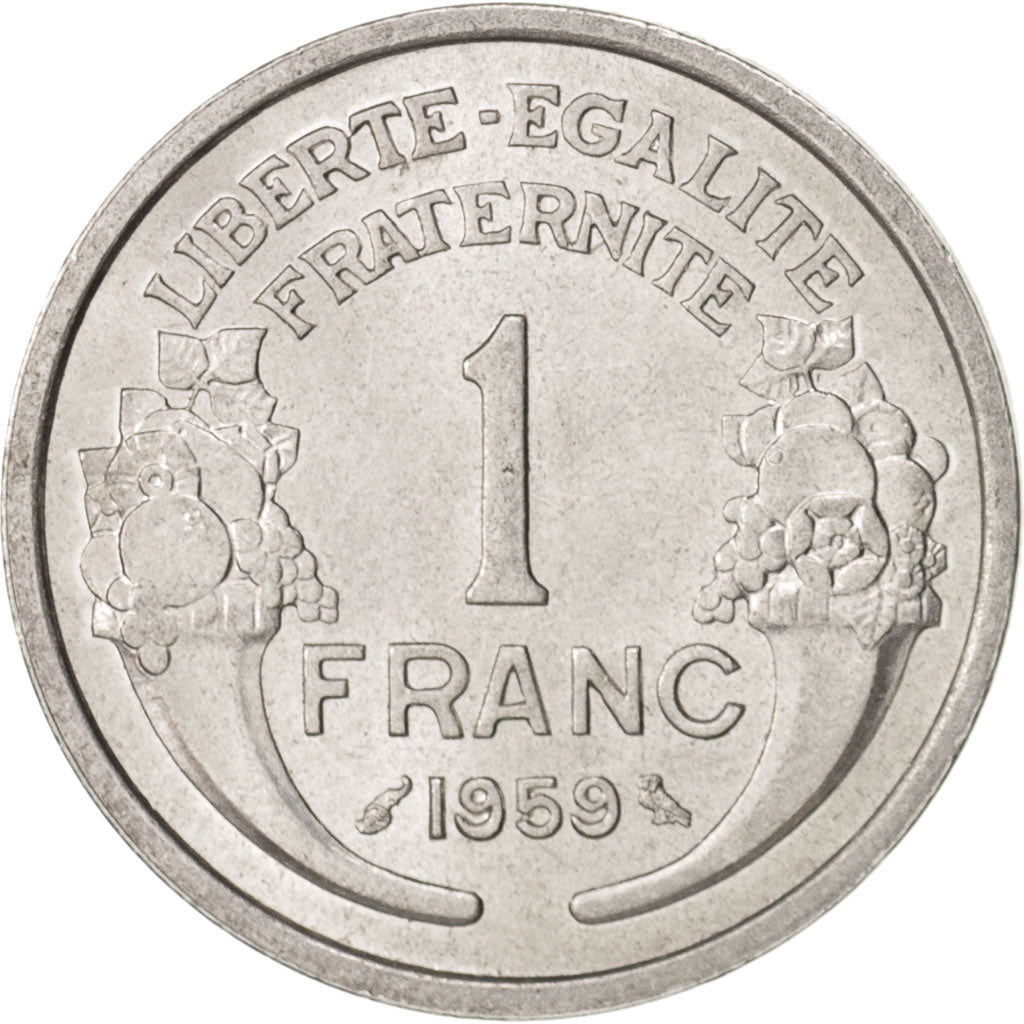 Coin, France, Morlon, Franc, 1959, MS(60-62), Aluminum, KM:885a.1, Gadoury:473c